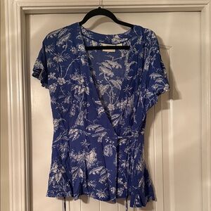 Anthropologie Blue Floral Blouse